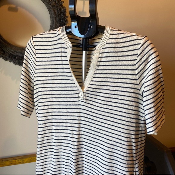 Striped Cream and Black Women's Dress - Picture 2 of 4